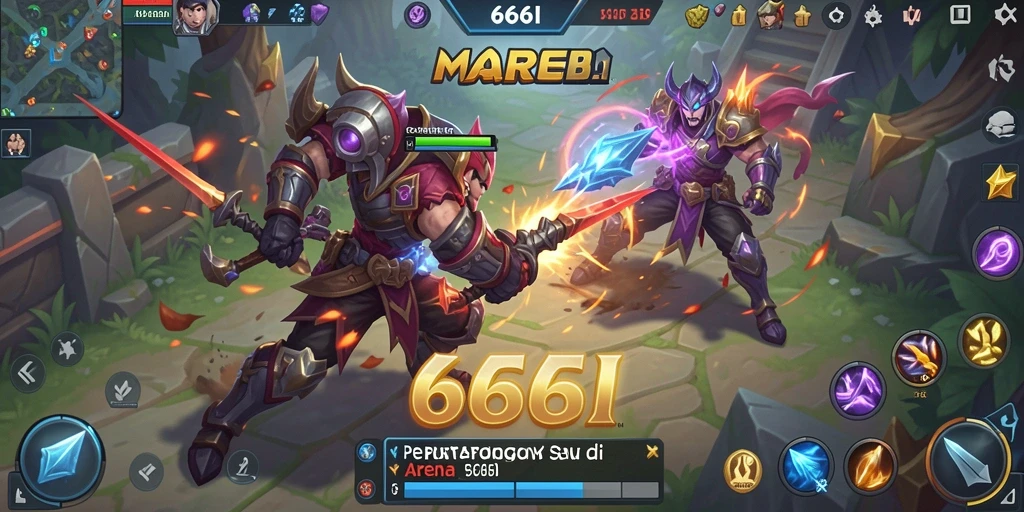 Screenshot utama 666I yang menunjukkan pertarungan seru di arena MOBA.