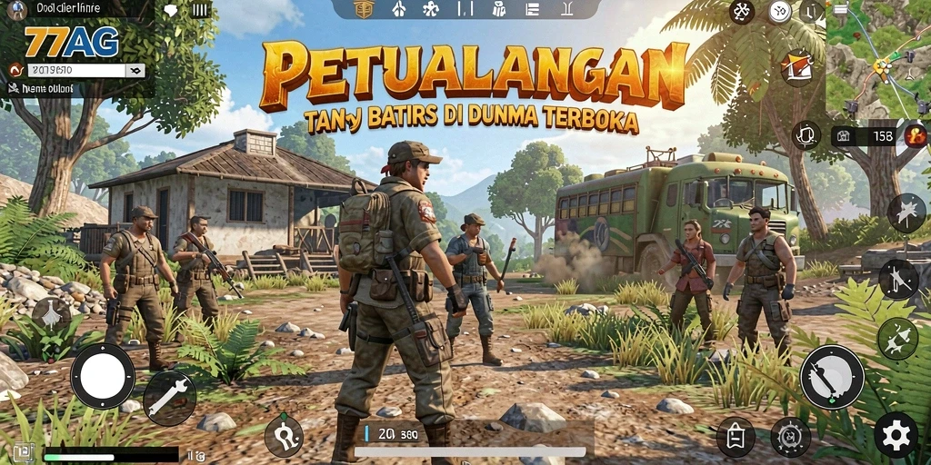 Tampilan gameplay petualangan di dunia terbuka 77AG yang menakjubkan.