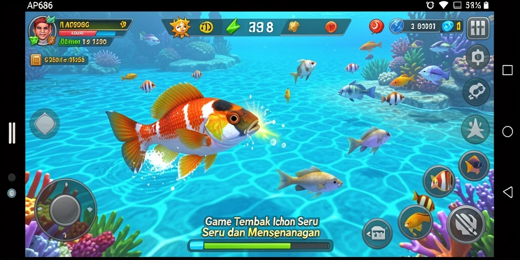 Tampilan gameplay seru dalam permainan Tembak Ikan AP686.