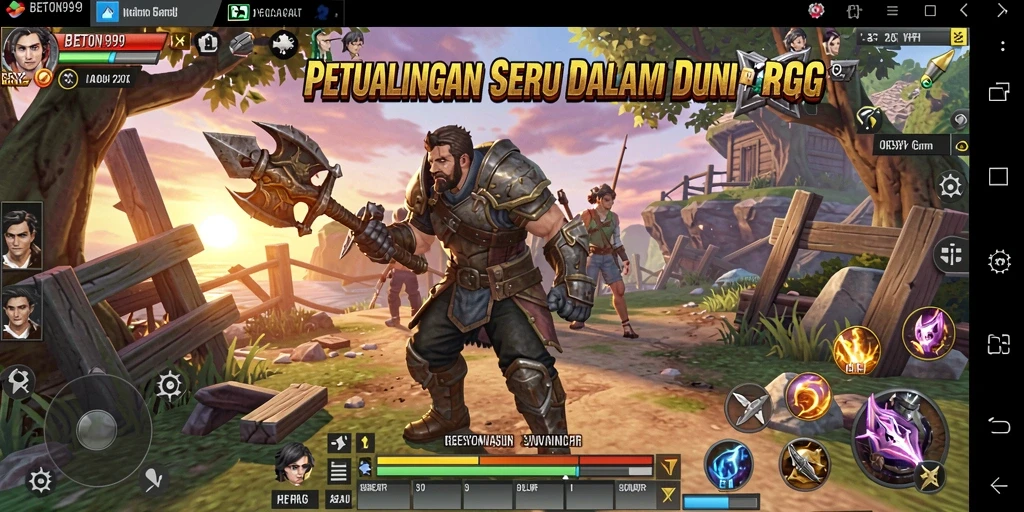 Tampilan gameplay BETON999 yang menakjubkan dalam pertarungan RPG.