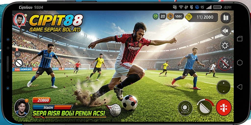 Screenshot utama CIPIT88 menampilkan aksi permainan sepak bola yang mendebarkan.