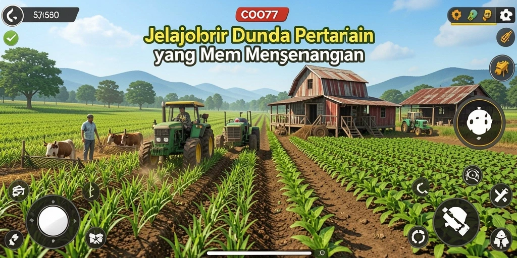 Tangkapan layar gameplay <strong>COO77</strong> menampilkan kebun yang subur dan aktif.