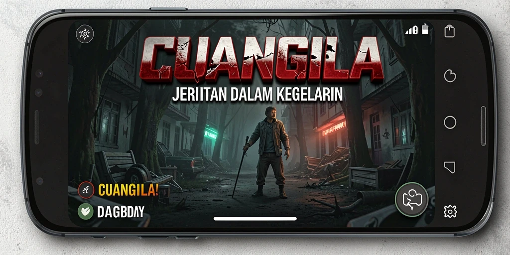 Screenshot gameplay menyeramkan dari CUANGILA dengan suasana kegelapan.