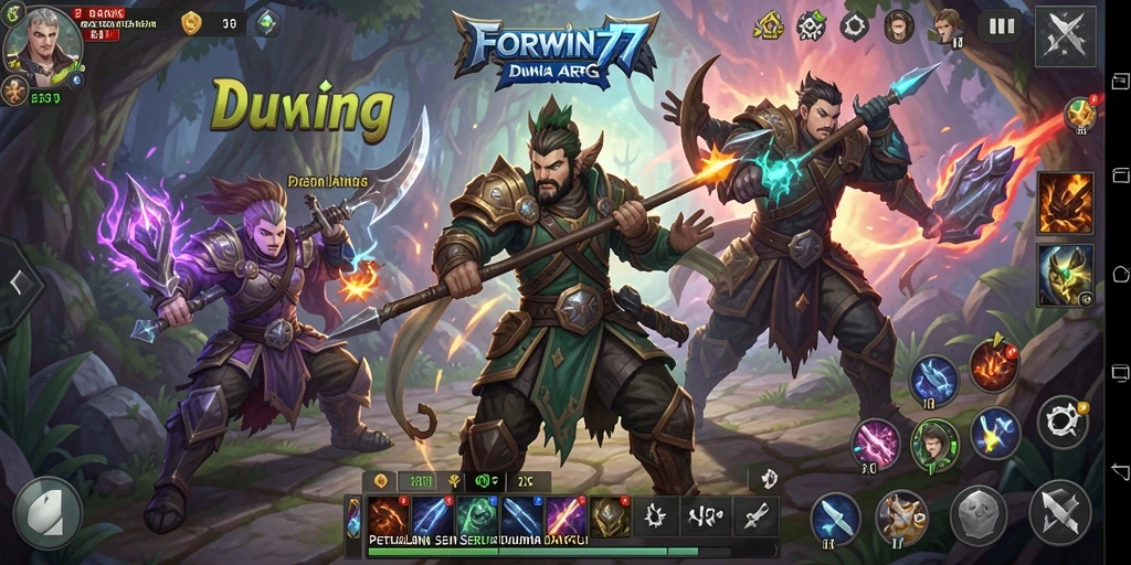 Screenshot gameplay FORWIN77 menampilkan pertempuran seru dalam dunia ARPG.