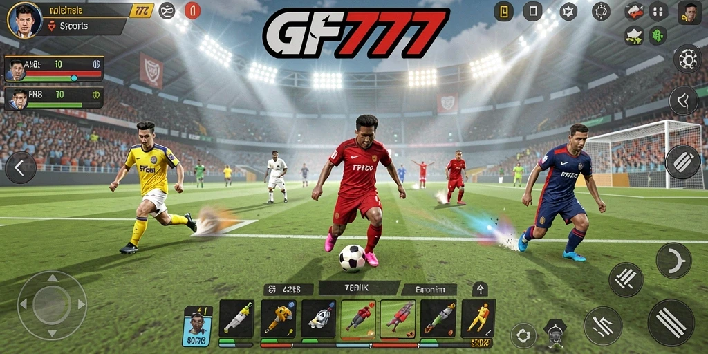 Screenshot gameplay GF777 menampilkan aksi olahraga yang mendebarkan.