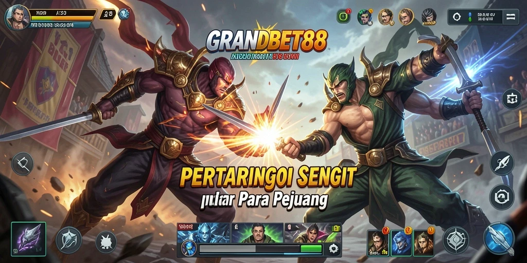 Tangkapan layar menunjukkan pertarungan intens di GRANDBET88.