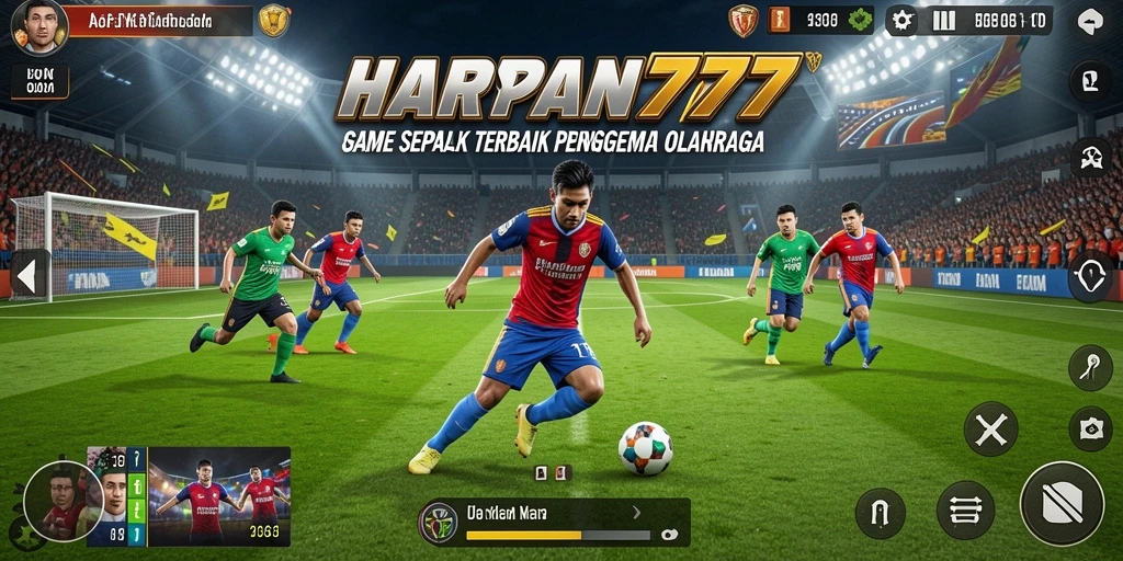 Tampilan gameplay seru dalam HARAPAN777 dengan aksi sepak bola yang mendebarkan.