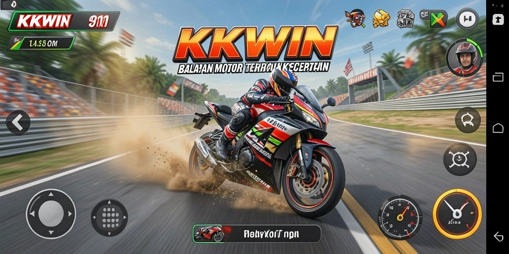 Tampilan gameplay balapan motor yang menegangkan dan seru.