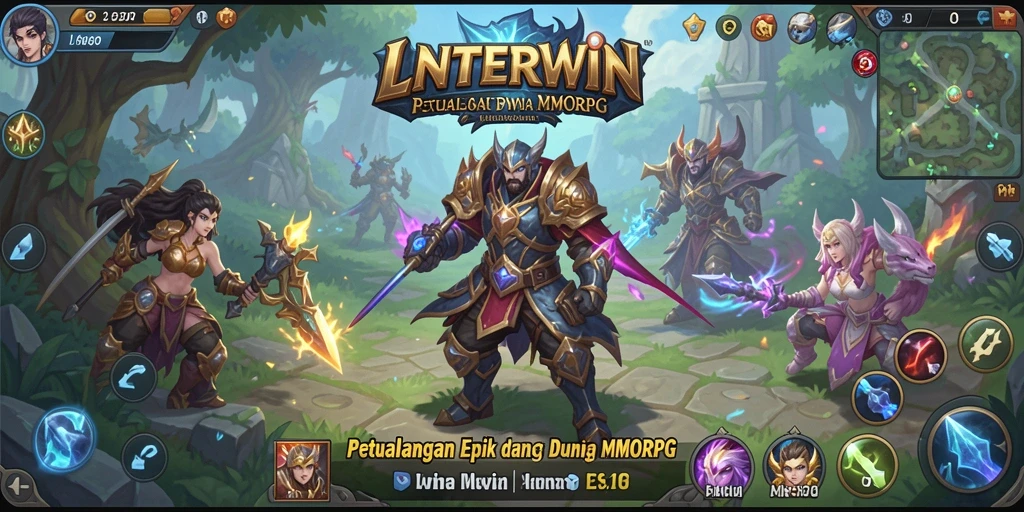 Gameplay LNTERWIN menampilkan pertarungan epik dalam dunia MMORPG.