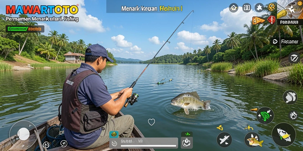 Tampilan gameplay <strong>MAWARTOTO</strong> yang menampilkan momen memancing yang seru dan menantang.