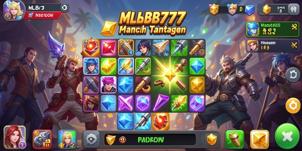 Tampilan permainan MLBB777 dengan gameplay match-3 yang menarik.