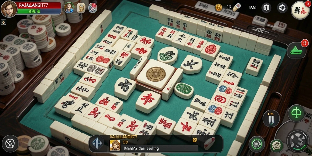 Screenshot menunjukkan gameplay menarik Mahjong di RAJALANGIT77.