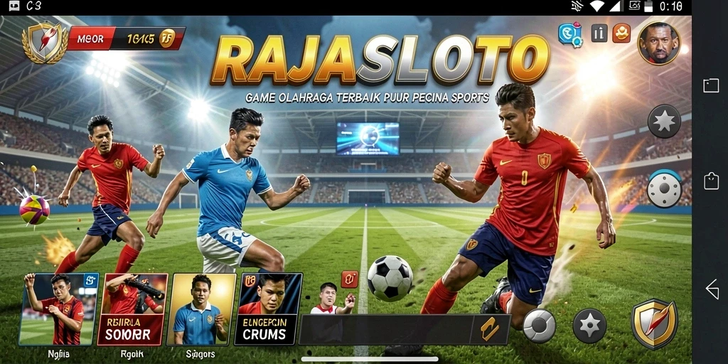 Screenshot utama RAJASLOTO menampilkan pengalaman bermain olahraga yang seru.