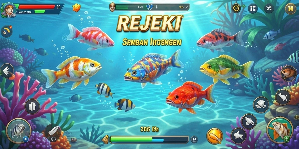 Screenshot gameplay dari REJEKI menampilkan aksi seru dalam Tembak Ikan.