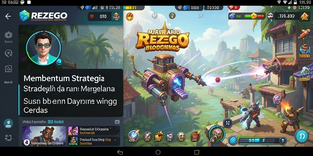 Tampilan gameplay utama REZEGO, strategi dan manajemen sumber daya.