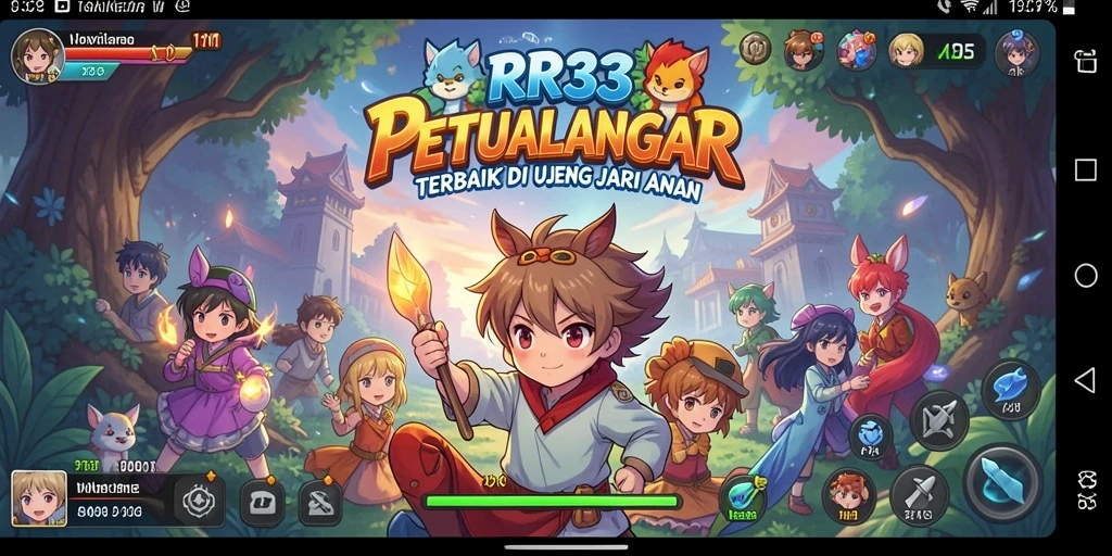 Tampilan screenshot gameplay RR33 yang menampilkan karakter anime yang beraksi.
